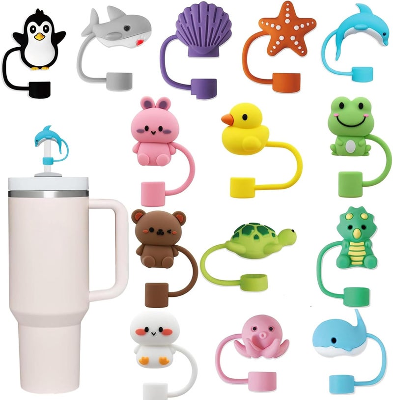 LDKEKDF 14Pc Straw Cover for Stanley Cup, Silicone Straw Topper for Stanley Cup 30&40oz with Tumblers, 10mm 0.4in Lid Accessories (Reusable) - Image 1